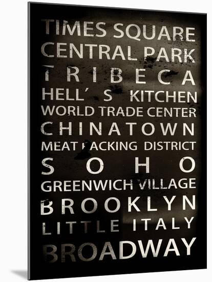 NYC Signs - New York Districts - Manhattan, New York City, USA-Philippe Hugonnard-Mounted Art Print