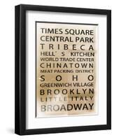 NYC Signs - New York Districts - Manhattan, New York City, USA-Philippe Hugonnard-Framed Art Print