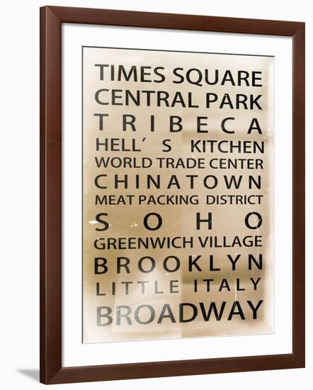 NYC Signs - New York Districts - Manhattan, New York City, USA-Philippe Hugonnard-Framed Art Print