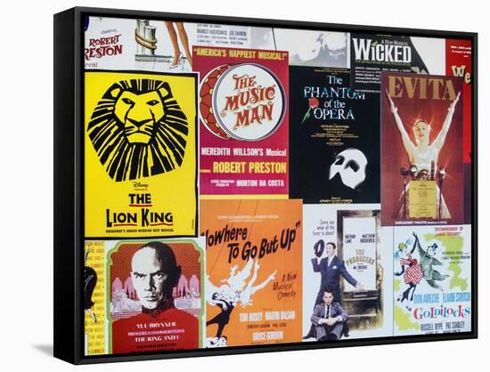 NYC Street Art - Patchwork of Old Posters of Broadway Musicals - Times Square - Manhattan-Philippe Hugonnard-Framed Stretched Canvas