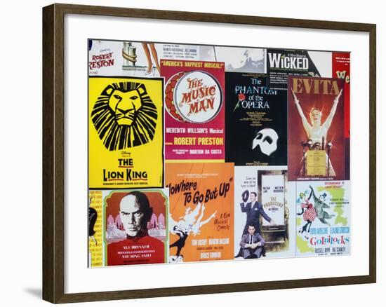 NYC Street Art - Patchwork of Old Posters of Broadway Musicals - Times Square - Manhattan-Philippe Hugonnard-Framed Photographic Print