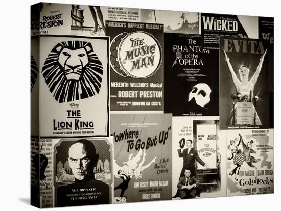 NYC Street Art - Patchwork of Old Posters of Broadway Musicals - Times Square - Manhattan-Philippe Hugonnard-Stretched Canvas