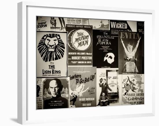 NYC Street Art - Patchwork of Old Posters of Broadway Musicals - Times Square - Manhattan-Philippe Hugonnard-Framed Photographic Print