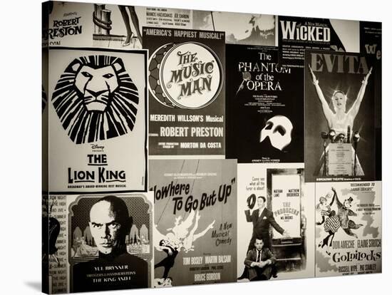 NYC Street Art - Patchwork of Old Posters of Broadway Musicals - Times Square - Manhattan-Philippe Hugonnard-Stretched Canvas