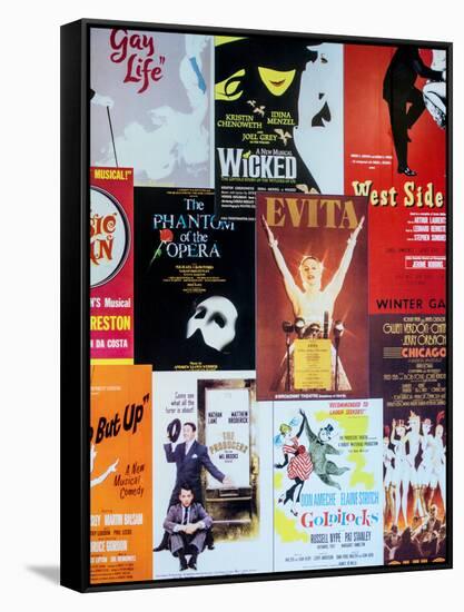 NYC Street Art - Patchwork of Old Posters of Broadway Musicals - Times Square - Manhattan-Philippe Hugonnard-Framed Stretched Canvas