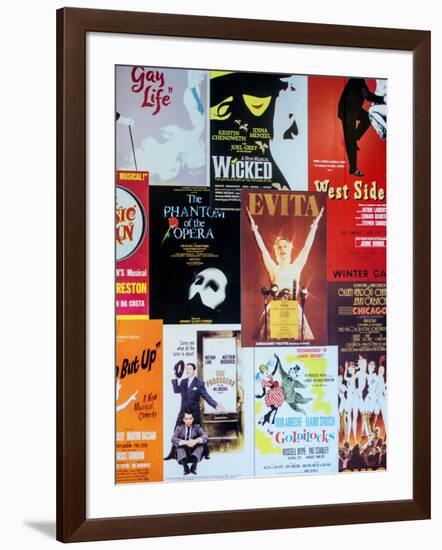 NYC Street Art - Patchwork of Old Posters of Broadway Musicals - Times Square - Manhattan-Philippe Hugonnard-Framed Photographic Print