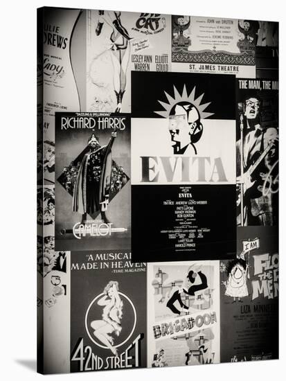NYC Street Art - Patchwork of Old Posters of Broadway Musicals - Times Square - Manhattan-Philippe Hugonnard-Stretched Canvas