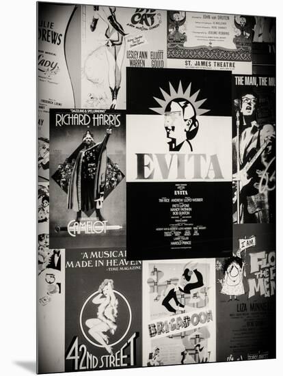 NYC Street Art - Patchwork of Old Posters of Broadway Musicals - Times Square - Manhattan-Philippe Hugonnard-Mounted Photographic Print