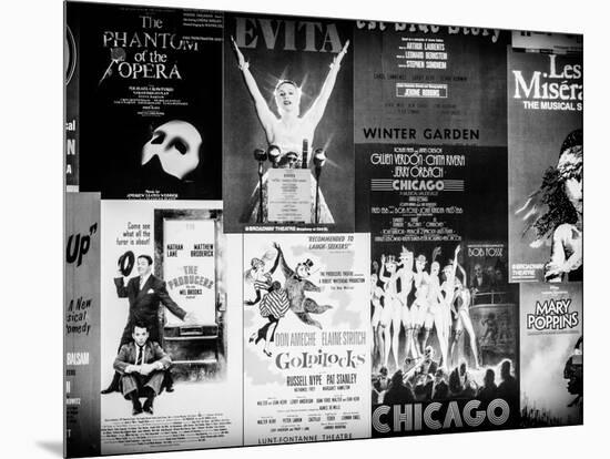 NYC Street Art - Patchwork of Old Posters of Broadway Musicals - Times Square - Manhattan-Philippe Hugonnard-Mounted Photographic Print