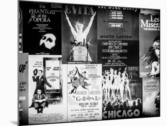 NYC Street Art - Patchwork of Old Posters of Broadway Musicals - Times Square - Manhattan-Philippe Hugonnard-Mounted Photographic Print