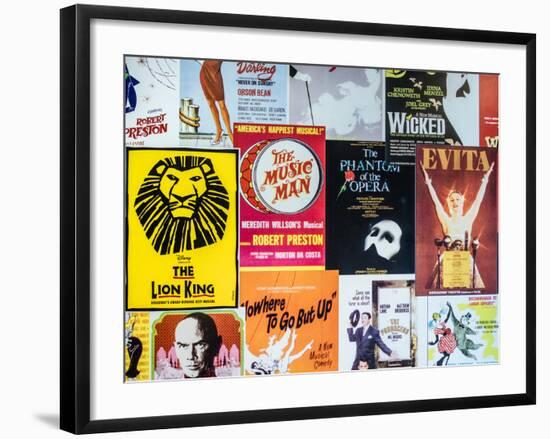 NYC Street Art - Patchwork of Old Posters of Broadway Musicals - Times Square - Manhattan-Philippe Hugonnard-Framed Photographic Print