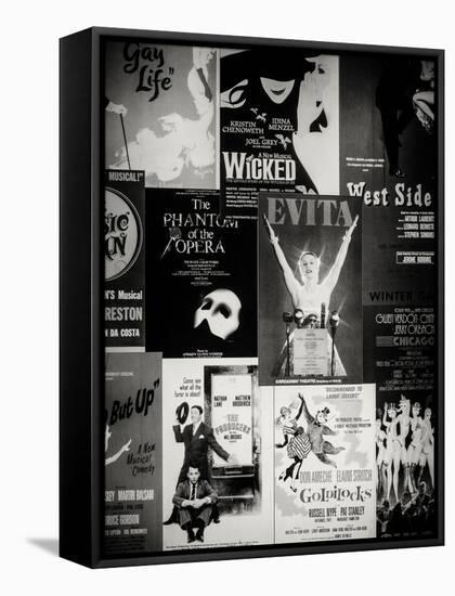 NYC Street Art - Patchwork of Old Posters of Broadway Musicals - Times Square - Manhattan-Philippe Hugonnard-Framed Stretched Canvas