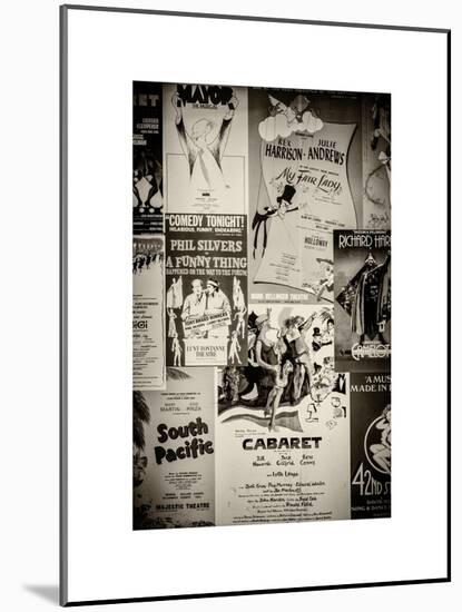 NYC Street Art - Patchwork of Old Posters of Broadway Musicals - Times Square - Manhattan-Philippe Hugonnard-Mounted Art Print