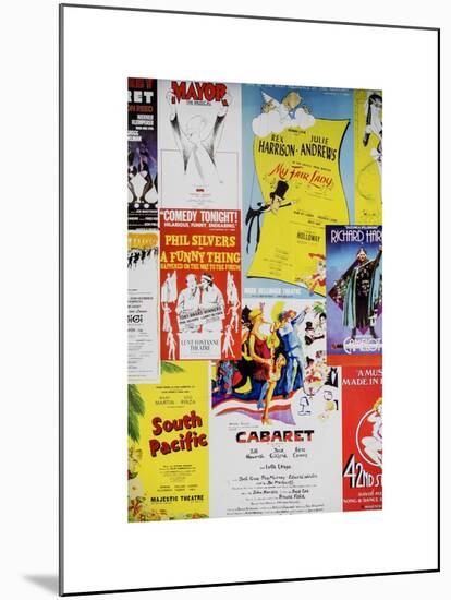 NYC Street Art - Patchwork of Old Posters of Broadway Musicals - Times Square - Manhattan-Philippe Hugonnard-Mounted Art Print