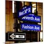 NYC Street Signs in Manhattan by Night - 34th Street, Seventh Avenue and Fashion Avenue Signs-Philippe Hugonnard-Mounted Photographic Print