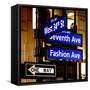 NYC Street Signs in Manhattan by Night - 34th Street, Seventh Avenue and Fashion Avenue Signs-Philippe Hugonnard-Framed Stretched Canvas