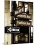 NYC Street Signs in Manhattan by Night - 34th Street, Seventh Avenue and Fashion Avenue Signs-Philippe Hugonnard-Mounted Photographic Print