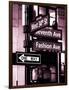 NYC Street Signs in Manhattan by Night - 34th Street, Seventh Avenue and Fashion Avenue Signs-Philippe Hugonnard-Framed Photographic Print