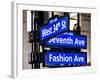 NYC Street Signs in Manhattan by Night - 34th Street, Seventh Avenue and Fashion Avenue Signs-Philippe Hugonnard-Framed Photographic Print