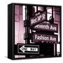 NYC Street Signs in Manhattan by Night - 34th Street, Seventh Avenue and Fashion Avenue Signs-Philippe Hugonnard-Framed Stretched Canvas