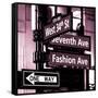 NYC Street Signs in Manhattan by Night - 34th Street, Seventh Avenue and Fashion Avenue Signs-Philippe Hugonnard-Framed Stretched Canvas