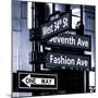 NYC Street Signs in Manhattan by Night - 34th Street, Seventh Avenue and Fashion Avenue Signs-Philippe Hugonnard-Mounted Photographic Print