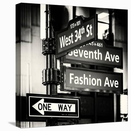 NYC Street Signs in Manhattan by Night - 34th Street, Seventh Avenue and Fashion Avenue Signs-Philippe Hugonnard-Stretched Canvas