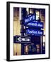 NYC Street Signs in Manhattan by Night - 34th Street, Seventh Avenue and Fashion Avenue Signs-Philippe Hugonnard-Framed Photographic Print