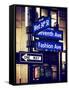 NYC Street Signs in Manhattan by Night - 34th Street, Seventh Avenue and Fashion Avenue Signs-Philippe Hugonnard-Framed Stretched Canvas