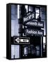 NYC Street Signs in Manhattan by Night - 34th Street, Seventh Avenue and Fashion Avenue Signs-Philippe Hugonnard-Framed Stretched Canvas