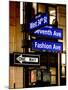 NYC Street Signs in Manhattan by Night - 34th Street, Seventh Avenue and Fashion Avenue Signs-Philippe Hugonnard-Mounted Photographic Print