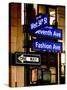 NYC Street Signs in Manhattan by Night - 34th Street, Seventh Avenue and Fashion Avenue Signs-Philippe Hugonnard-Stretched Canvas