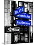 NYC Street Signs in Manhattan by Night - 34th Street, Seventh Avenue and Fashion Avenue Signs-Philippe Hugonnard-Mounted Photographic Print