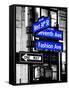 NYC Street Signs in Manhattan by Night - 34th Street, Seventh Avenue and Fashion Avenue Signs-Philippe Hugonnard-Framed Stretched Canvas
