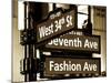 NYC Street Signs in Manhattan by Night - 34th Street, Seventh Avenue and Fashion Avenue Signs-Philippe Hugonnard-Mounted Photographic Print