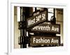 NYC Street Signs in Manhattan by Night - 34th Street, Seventh Avenue and Fashion Avenue Signs-Philippe Hugonnard-Framed Photographic Print