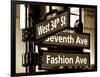 NYC Street Signs in Manhattan by Night - 34th Street, Seventh Avenue and Fashion Avenue Signs-Philippe Hugonnard-Framed Photographic Print