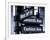 NYC Street Signs in Manhattan by Night - 34th Street, Seventh Avenue and Fashion Avenue Signs-Philippe Hugonnard-Framed Photographic Print