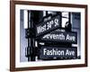 NYC Street Signs in Manhattan by Night - 34th Street, Seventh Avenue and Fashion Avenue Signs-Philippe Hugonnard-Framed Photographic Print