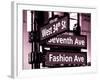 NYC Street Signs in Manhattan by Night - 34th Street, Seventh Avenue and Fashion Avenue Signs-Philippe Hugonnard-Framed Photographic Print