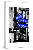 NYC Street Signs in Manhattan by Night - 34th Street, Seventh Avenue and Fashion Avenue Signs-Philippe Hugonnard-Stretched Canvas