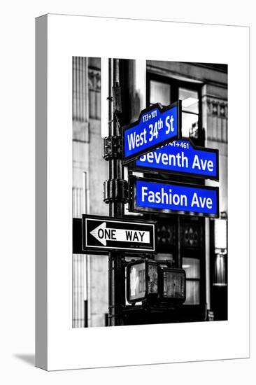 NYC Street Signs in Manhattan by Night - 34th Street, Seventh Avenue and Fashion Avenue Signs-Philippe Hugonnard-Stretched Canvas