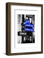 NYC Street Signs in Manhattan by Night - 34th Street, Seventh Avenue and Fashion Avenue Signs-Philippe Hugonnard-Framed Photographic Print