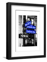 NYC Street Signs in Manhattan by Night - 34th Street, Seventh Avenue and Fashion Avenue Signs-Philippe Hugonnard-Framed Photographic Print