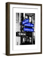 NYC Street Signs in Manhattan by Night - 34th Street, Seventh Avenue and Fashion Avenue Signs-Philippe Hugonnard-Framed Photographic Print