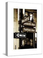 NYC Street Signs in Manhattan by Night - 34th Street, Seventh Avenue and Fashion Avenue Signs-Philippe Hugonnard-Stretched Canvas