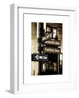 NYC Street Signs in Manhattan by Night - 34th Street, Seventh Avenue and Fashion Avenue Signs-Philippe Hugonnard-Framed Art Print