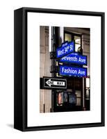 NYC Street Signs in Manhattan by Night - 34th Street, Seventh Avenue and Fashion Avenue Signs-Philippe Hugonnard-Framed Stretched Canvas