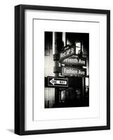 NYC Street Signs in Manhattan by Night - 34th Street, Seventh Avenue and Fashion Avenue Signs-Philippe Hugonnard-Framed Art Print