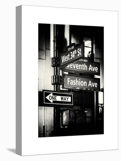 NYC Street Signs in Manhattan by Night - 34th Street, Seventh Avenue and Fashion Avenue Signs-Philippe Hugonnard-Stretched Canvas